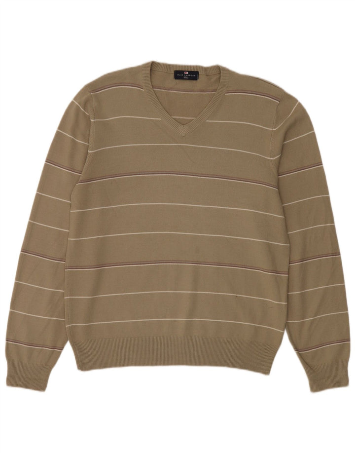 Marks & Spencer Herren Blue Harbor V-Ausschnitt Pullover Pullover Medium Khaki
