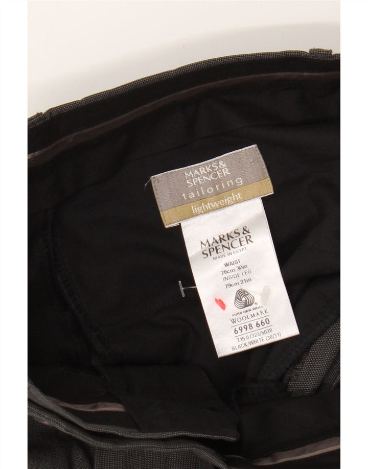 Gerade Herren-Anzughose von Marks & Spencer, W30, L31, Schwarz mit Hahnentrittmuster
