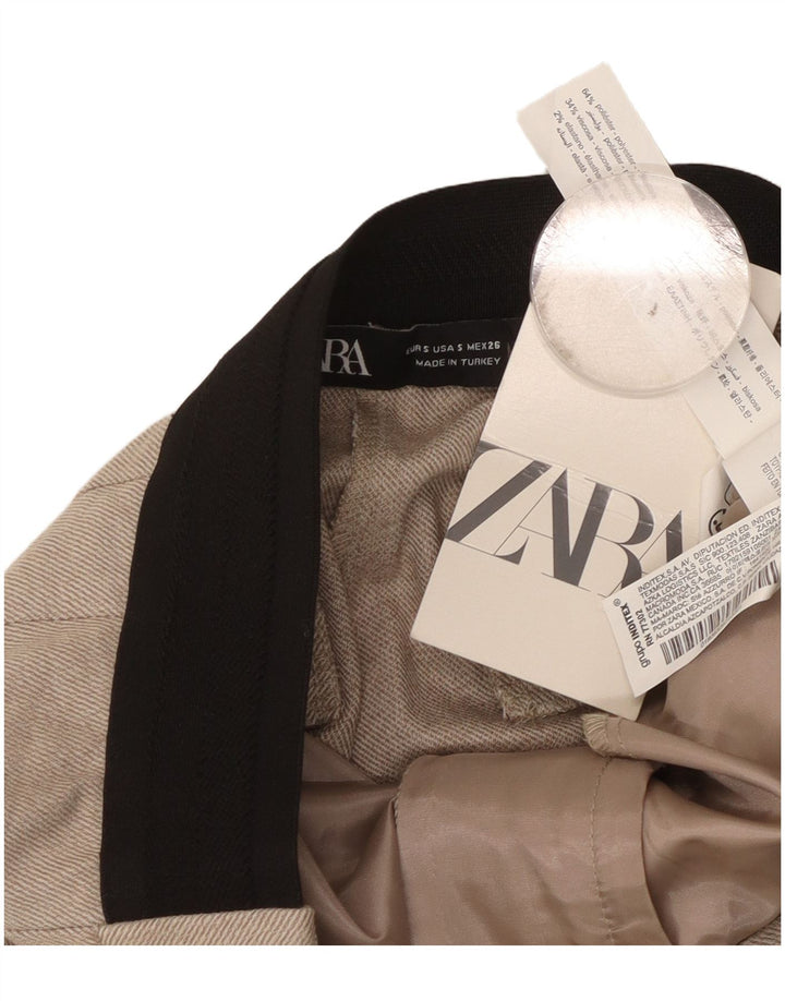 Zara Slim Chino-Hose für Damen, Größe S, W26, L27, Beige, Polyester