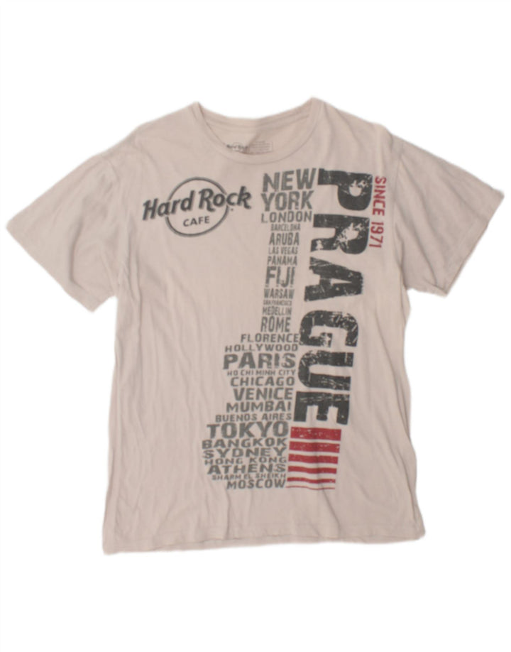 Hard Rock Cafe Herren Prague Graphic T-Shirt Top aus mittelweißer Baumwolle