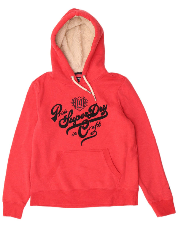Superdry Graphic Hoodie-Pullover für Damen, UK 14, mittelrote Baumwolle