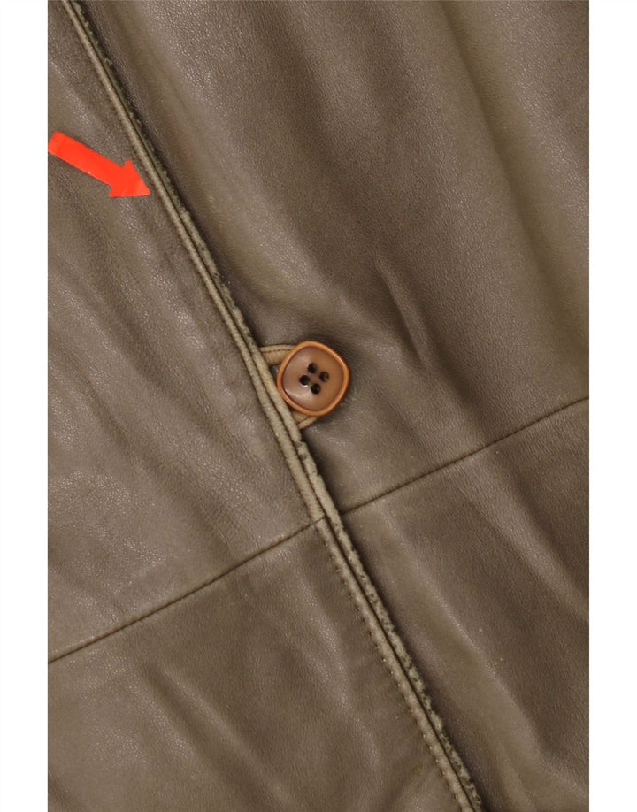 Vintage Damen Lederjacke IT 44 Medium Khaki Leder