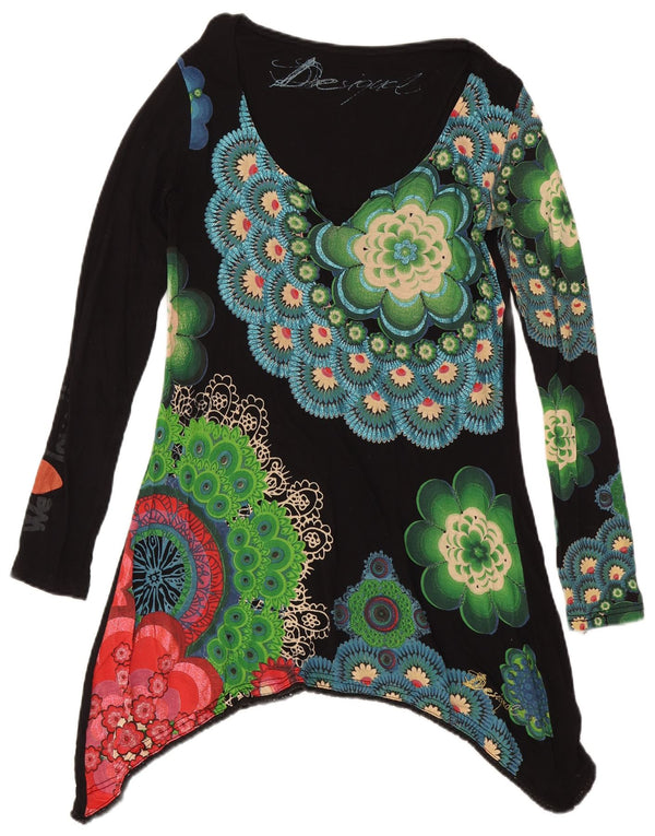 Desigual Damen Langarm-Tunikakleid UK 12 Medium Mehrfarbig mit Blumenmuster