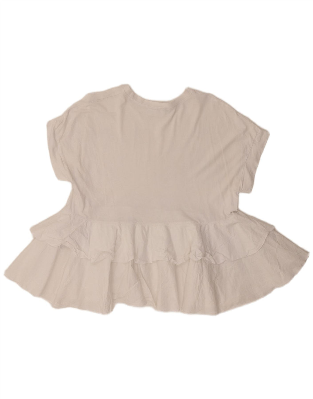 Zara Damen-Blusenoberteil mit Rüschen vorne, UK 10, Größe S, weiße Baumwolle