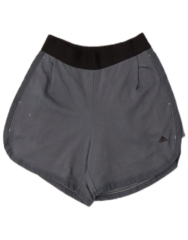 Adidas Damen Sportshorts UK 12/14 mittelgraue Colourblock-Baumwolle