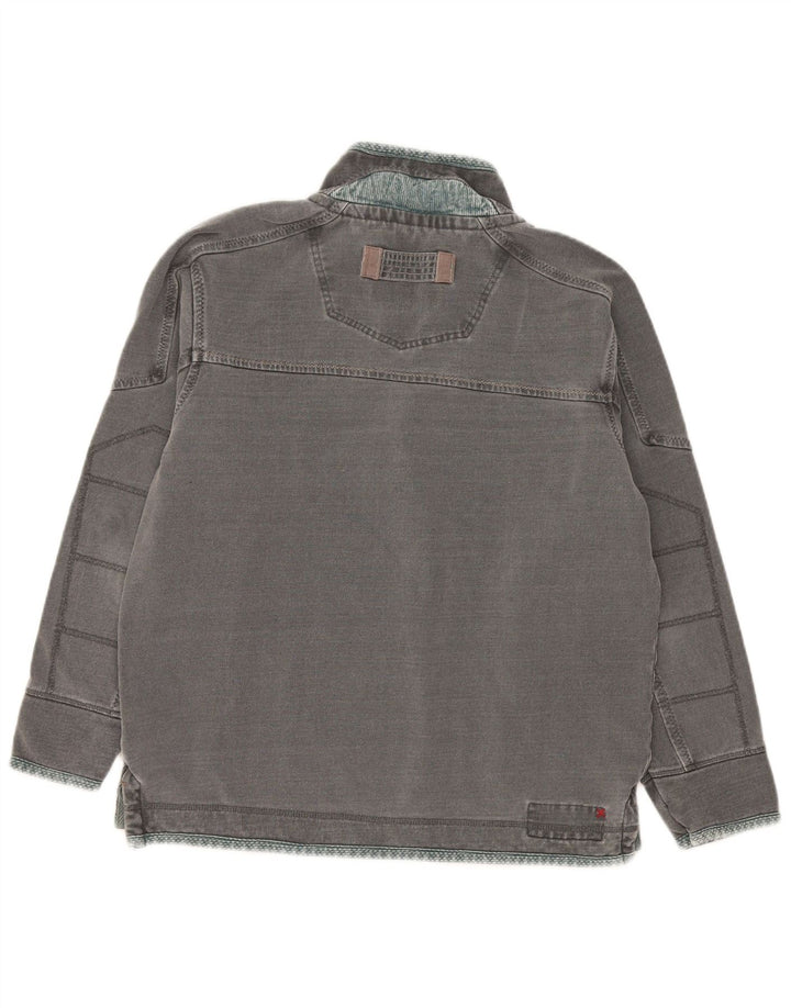 Fat Face Herren-Sweatshirt mit Reißverschluss am Hals, mittelgraue Baumwolle