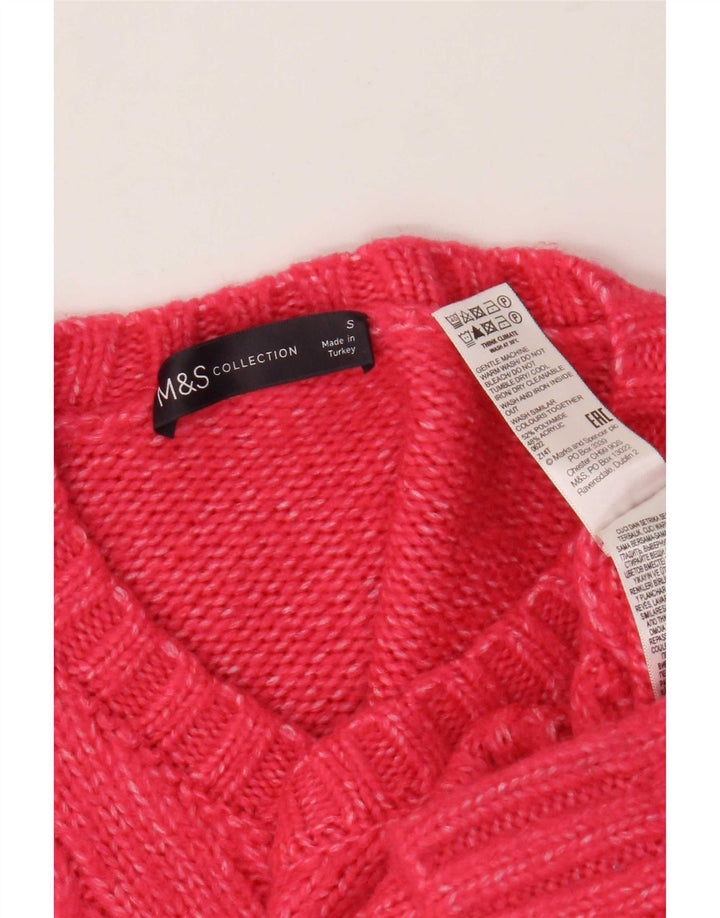 Marks & Spencer Damen-Pullover in Übergröße mit V-Ausschnitt, Gr. 10, Größe S, Rosa