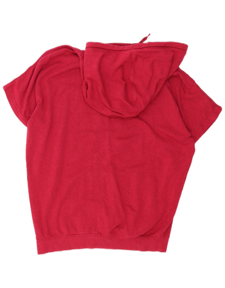 Nike Damen Longline Short Sleeve Oversized Hoodie Pullover UK 10 Small Pink