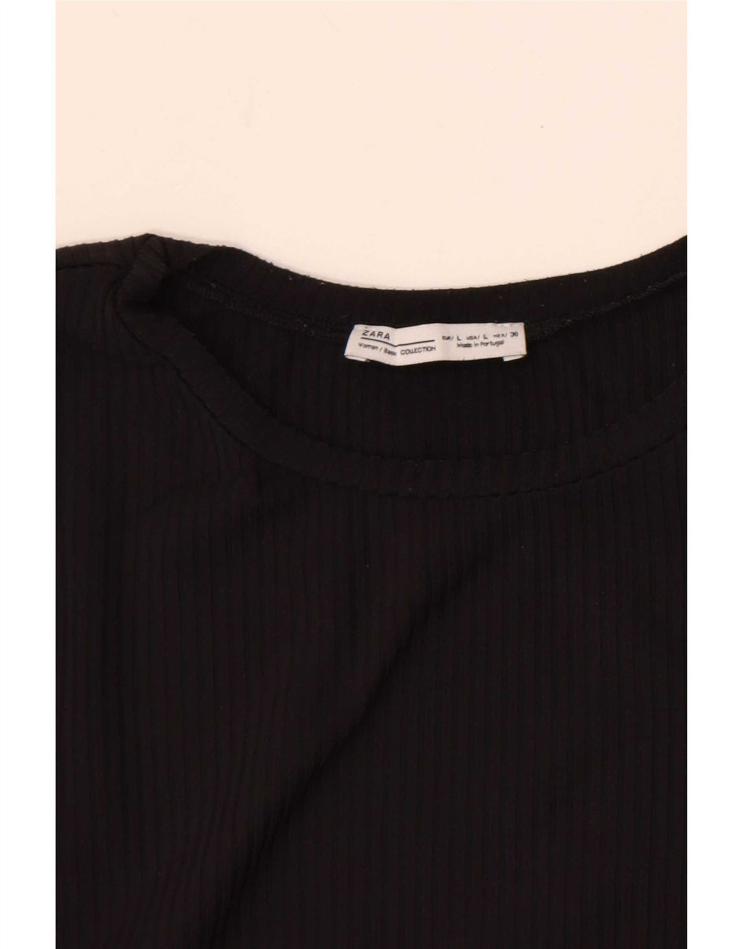 Zara Damen Crop Top Langarm UK 14 Large Schwarz