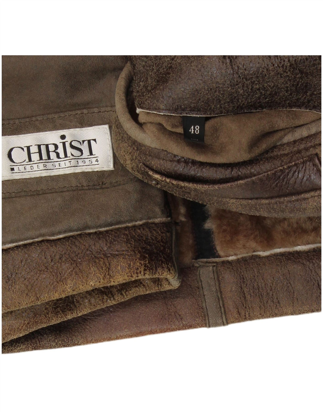 Christ Herren Shearling Jacke IT 48 Mittelbraunes Leder