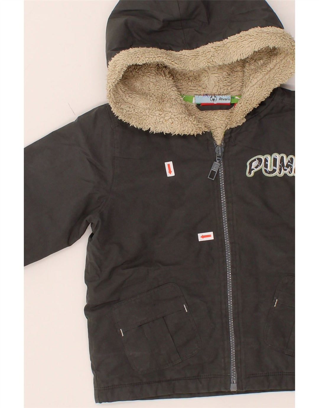 PUMA Baby Boys Hooded Sherpa Jacket 12-18 Months Black Polyester Vintage Puma and Second-Hand Puma from Messina Hembry 