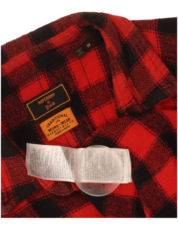 Superdry Herren-Slim-Fit-Lumberjack-Flanellhemd aus mittelroter Gingham-Baumwolle