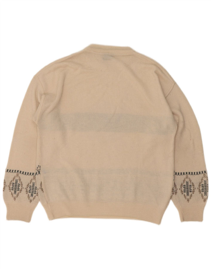 Bibo Herren-Pullover mit Rundhalsausschnitt, Größe L, Weiß, Fair Isle