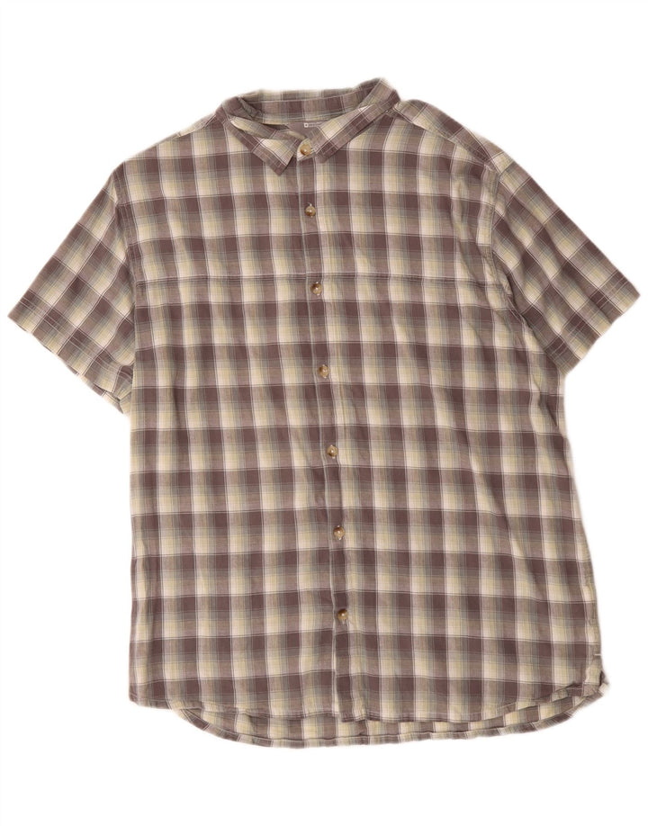 Mountain Warehouse Herren-Kurzarmhemd XL aus grau karierter Baumwolle