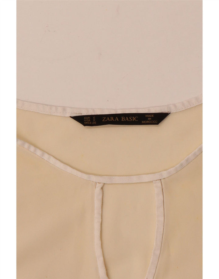 Zara Damen Langarm-Blusenoberteil UK 10 Small Beige