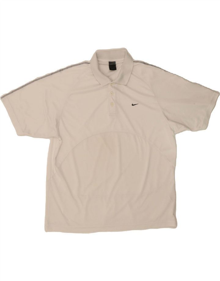 NIKE Mens Dri Fit Polo Shirt XL White Polyester Vintage Nike and Second-Hand Nike from Messina Hembry 