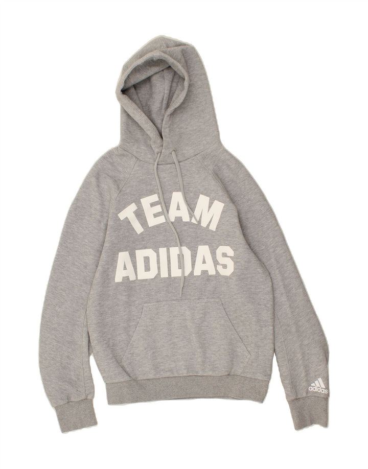 ADIDAS Mens Graphic Hoodie Jumper Small Grey Cotton Vintage Adidas and Second-Hand Adidas from Messina Hembry 
