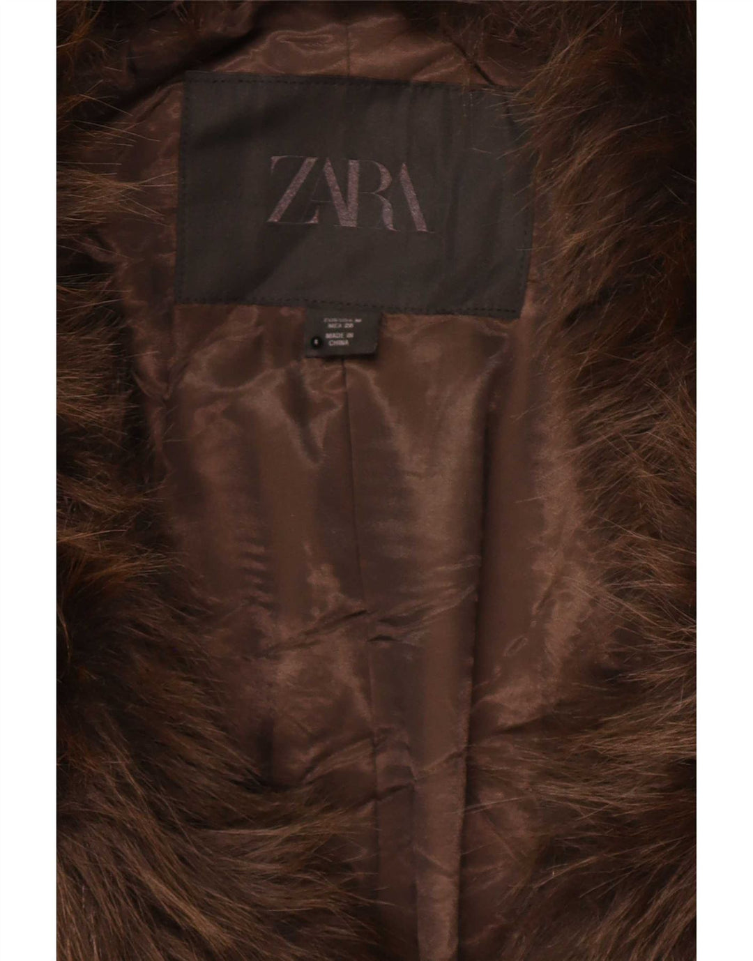 Zara Damen Übergroße Kunstpelzjacke UK 14 Mittelbraunes Polyester