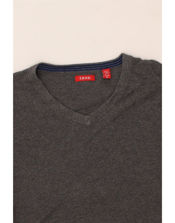 IZOD Mens V-Neck Jumper Sweater XL Grey Cotton Vintage Izod and Second-Hand Izod from Messina Hembry 