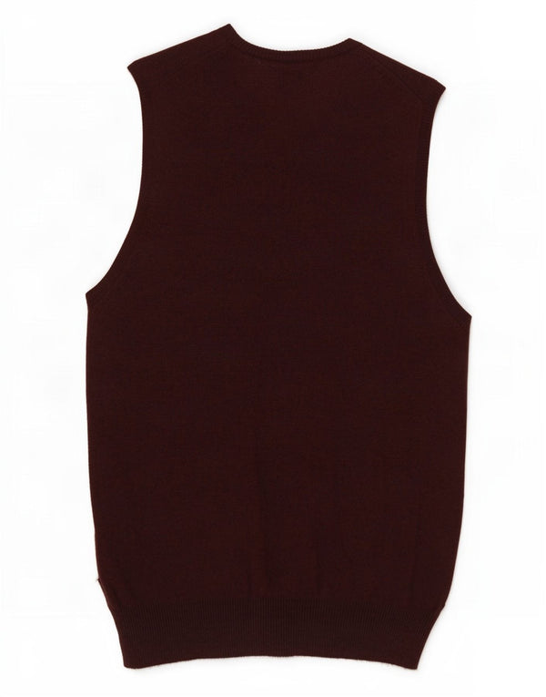 Marks & Spencer Mens Vest Tank Top Medium Burgundy Wool