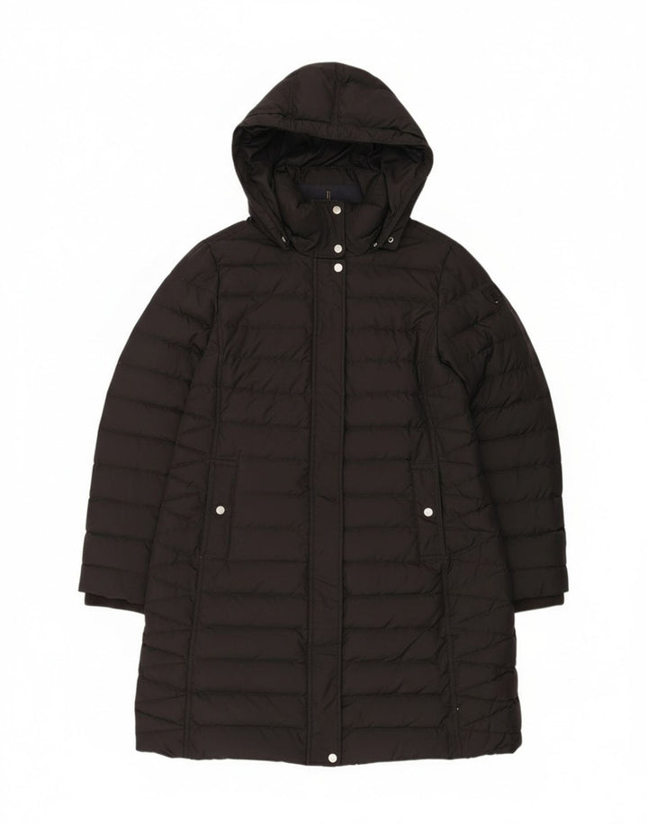 Tommy Hilfiger Wattierter Damenmantel mit Kapuze, UK 14, Größe L, Schwarz, Polyester