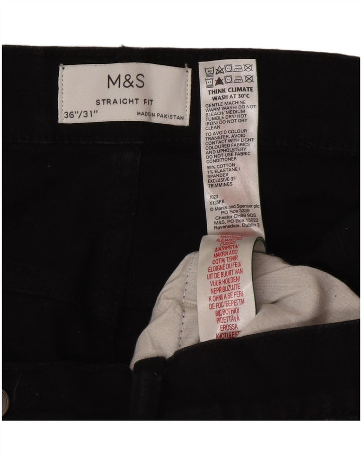 Marks & Spencer Herren Straight Jeans W36 L31 Schwarze Baumwolle