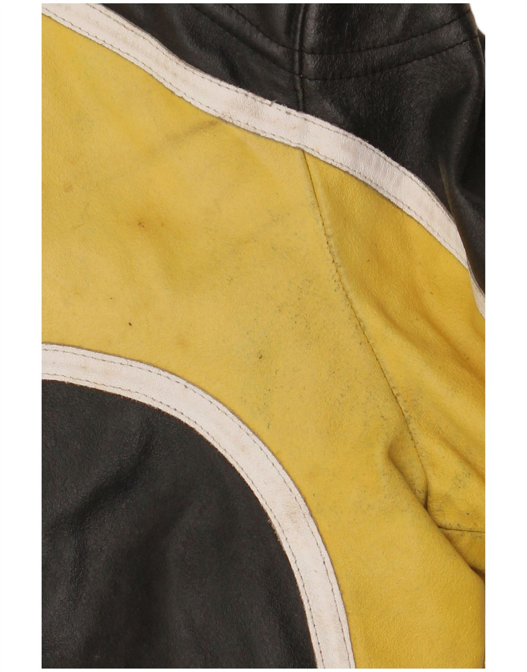 VINTAGE Herren Leder-Racer-Jacke IT 48 Mittelschwarzes Colourblock-Leder