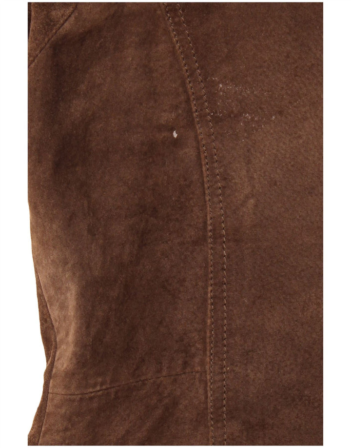 VINTAGE Girls Suede Jacket 13-14 Years Brown Leather
