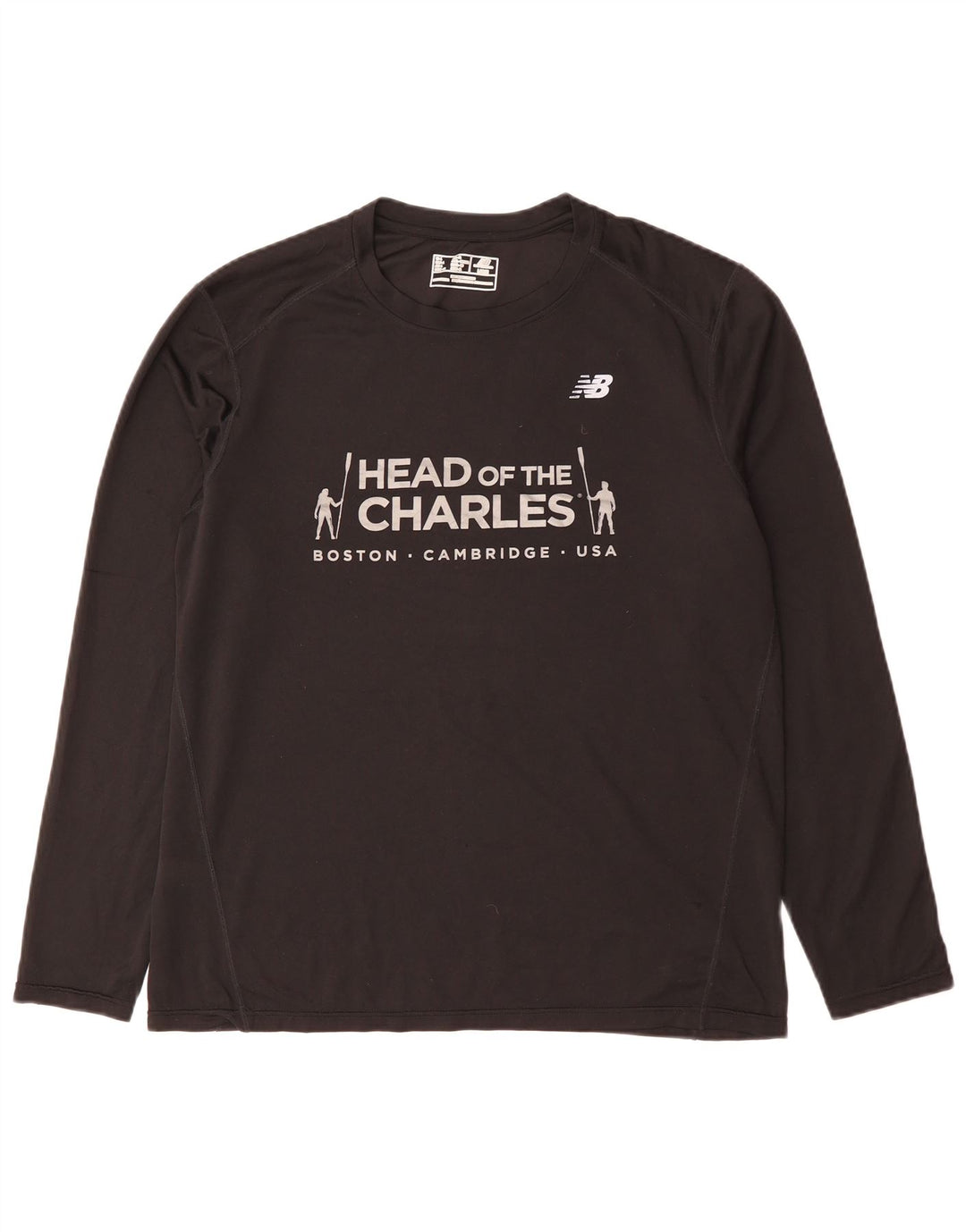 New Balance Herren Boston Graphic Top Langarm Large Schwarz