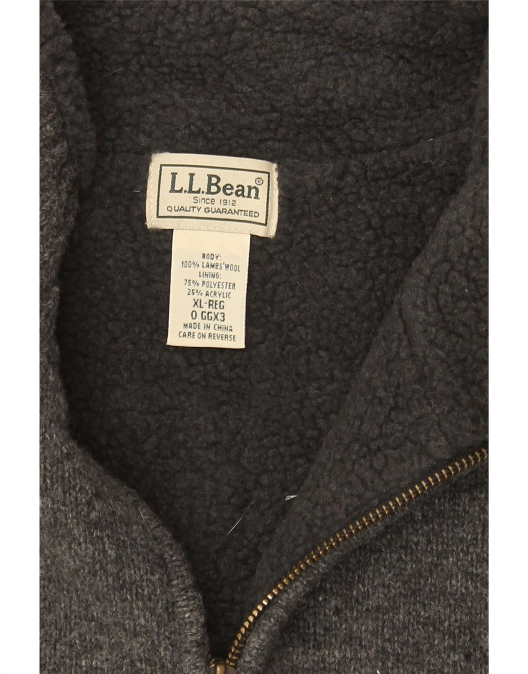 L.L.Bean Herren-Cardigan, ärmellos, XL, graue Wolle