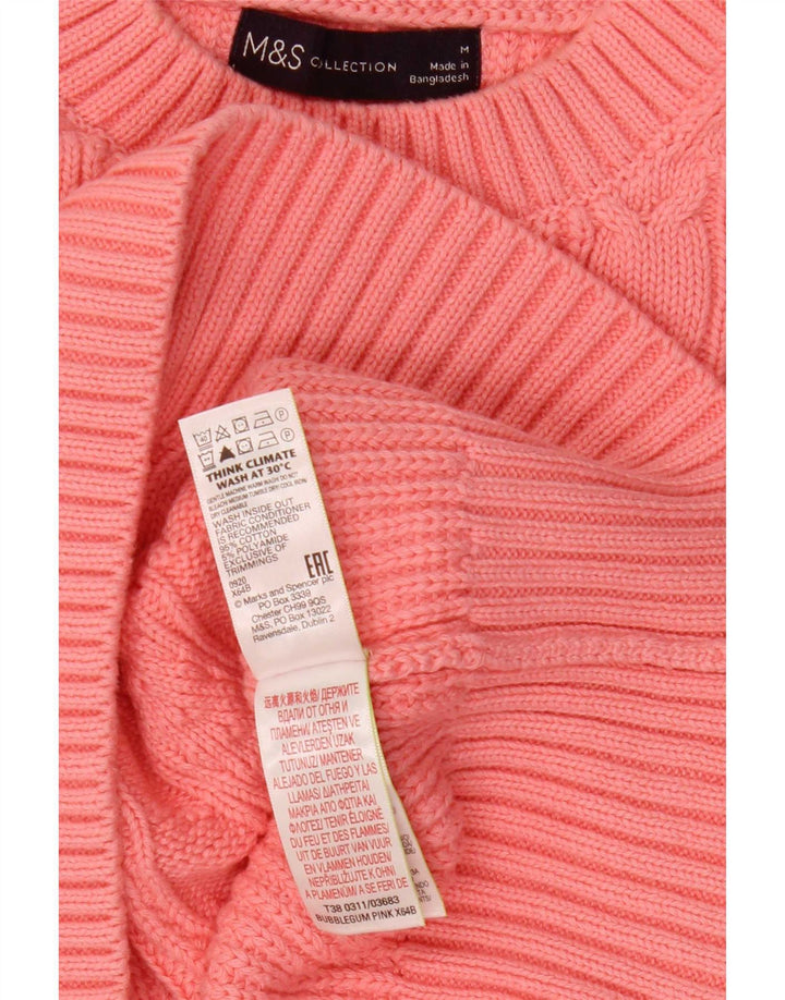 Marks & Spencer Damen Crop Pullover mit Rundhalsausschnitt, UK 14, Mittelrosa