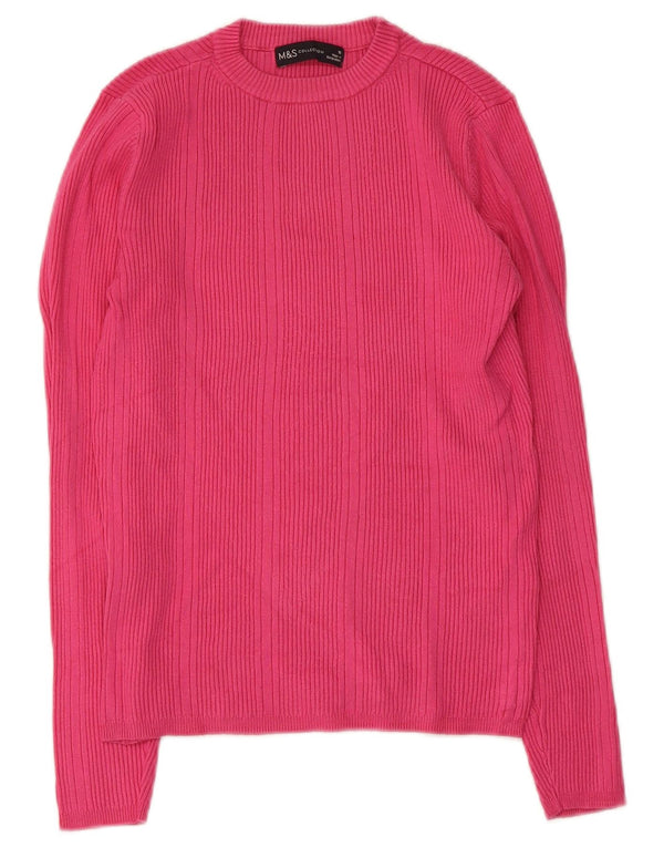 Marks & Spencer Damen-Pullover mit Rundhalsausschnitt, Gr. 10, Größe S, rosa Viskose