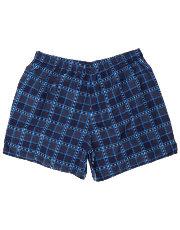 Adidas Herren-Sportshorts, groß, marineblau, kariert, Nylon