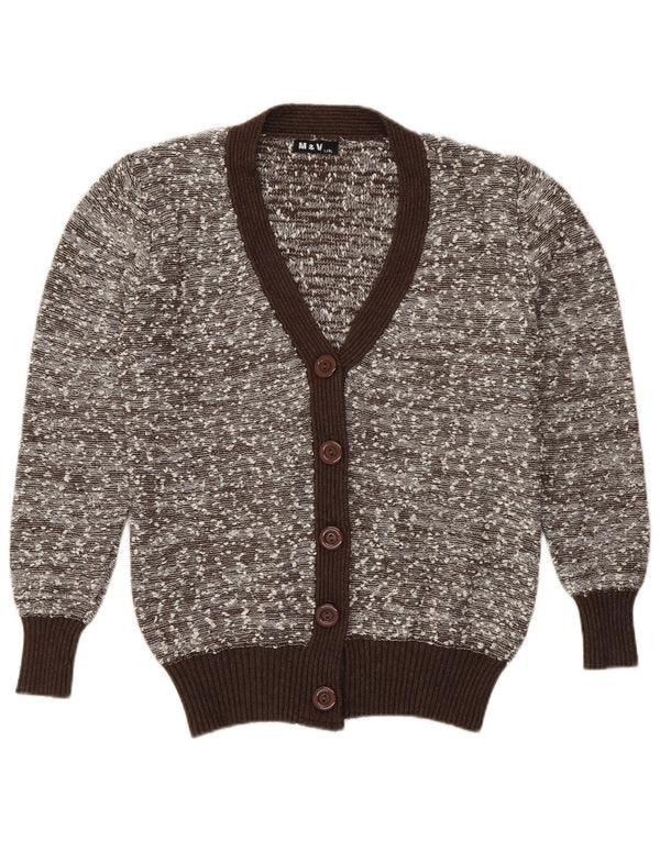 Vintage Damen Cardigan Pullover UK 16 Großes braun geflecktes Polyamid