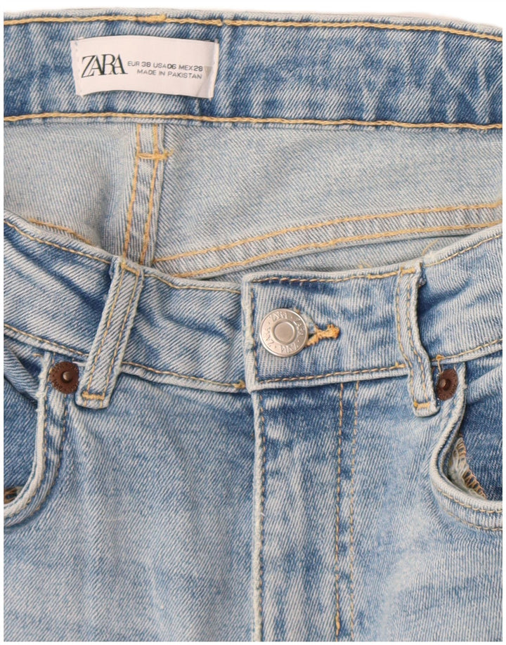 Zara Damen Crop Bootcut Jeans EU 38 Small W28 L25 Blau