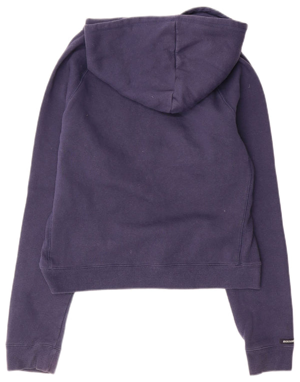 Abercrombie & Fitch Damen Crop Graphic Hoodie Pullover UK 16 Large Marineblau