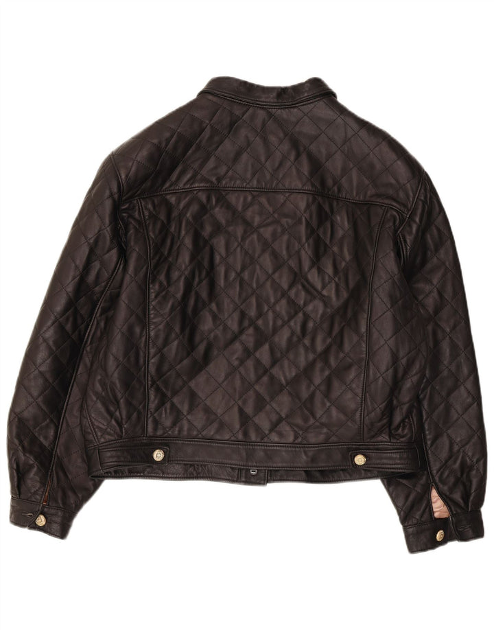 Vintage Damen Lederjacke UK 14 Mittelschwarzes Leder