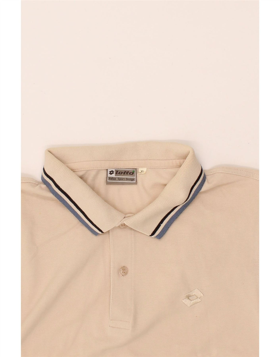 LOTTO Mens Polo Shirt XL Beige Cotton Vintage Lotto and Second-Hand Lotto from Messina Hembry 