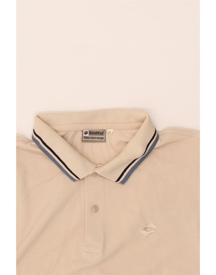 LOTTO Mens Polo Shirt XL Beige Cotton Vintage Lotto and Second-Hand Lotto from Messina Hembry 
