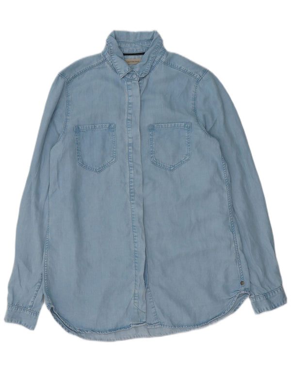 Calvin Klein Jeans Damen Jeanshemd UK 6 XS Blau Lyocell