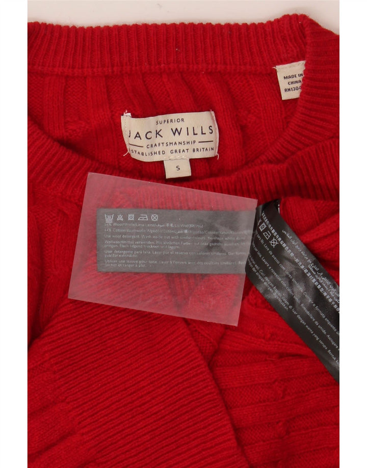 Jack Wills Herren-Pullover mit Rundhalsausschnitt, Größe S, rote Wolle