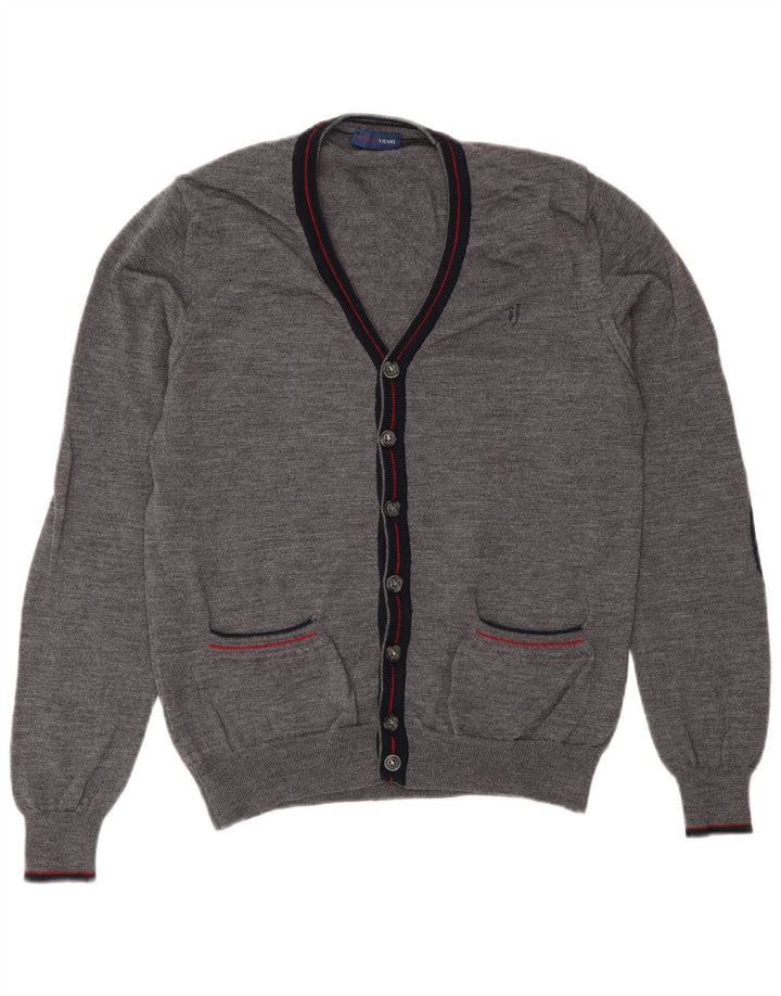 Trussardi Jeans Damen-Cardigan-Pullover UK 14 Mittelgrau