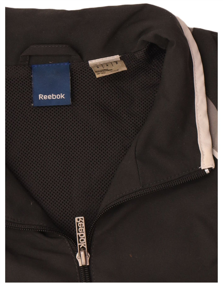 Reebok Herren-Trainingsanzugoberteil, Jacke, Größe S, Schwarz, Farbblock-Polyester