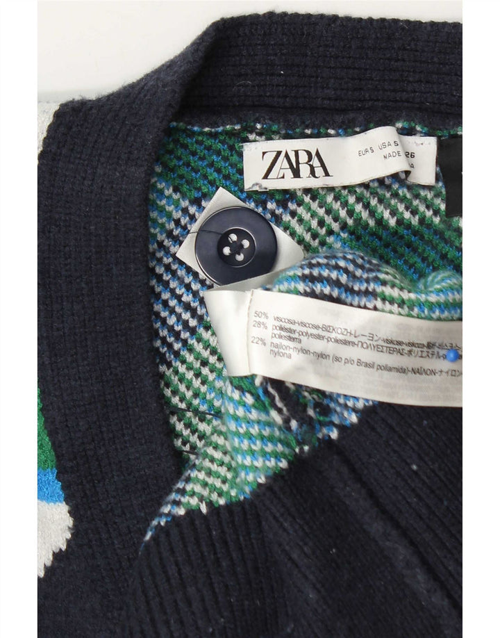 Zara Damen-Strickjacke in Übergröße, Gr. 10, klein, mehrfarbig, geometrisch