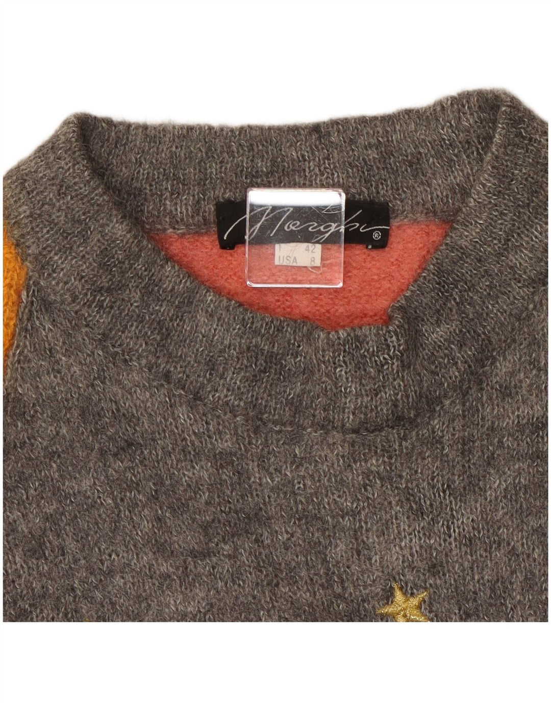 Vintage Damen Pullover mit Rundhalsausschnitt IT 42 Mittelrosa Farbblock