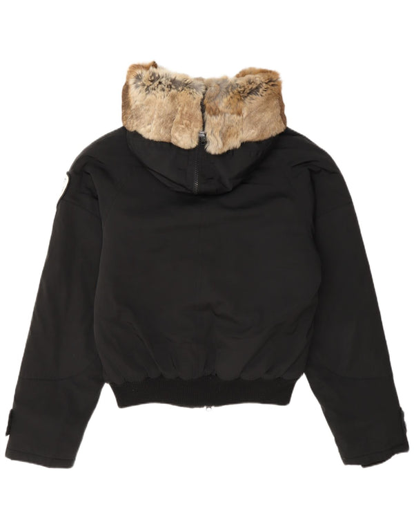 Blauer Bomberjacke mit Kapuze für Mädchen, 13–14 Jahre, schwarzes Polyester, modern
