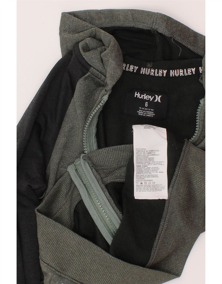 Hurley Jungen-Kapuzenpullover mit grafischem Reißverschluss, 5–6 Jahre, graues Farbblock-Polyester