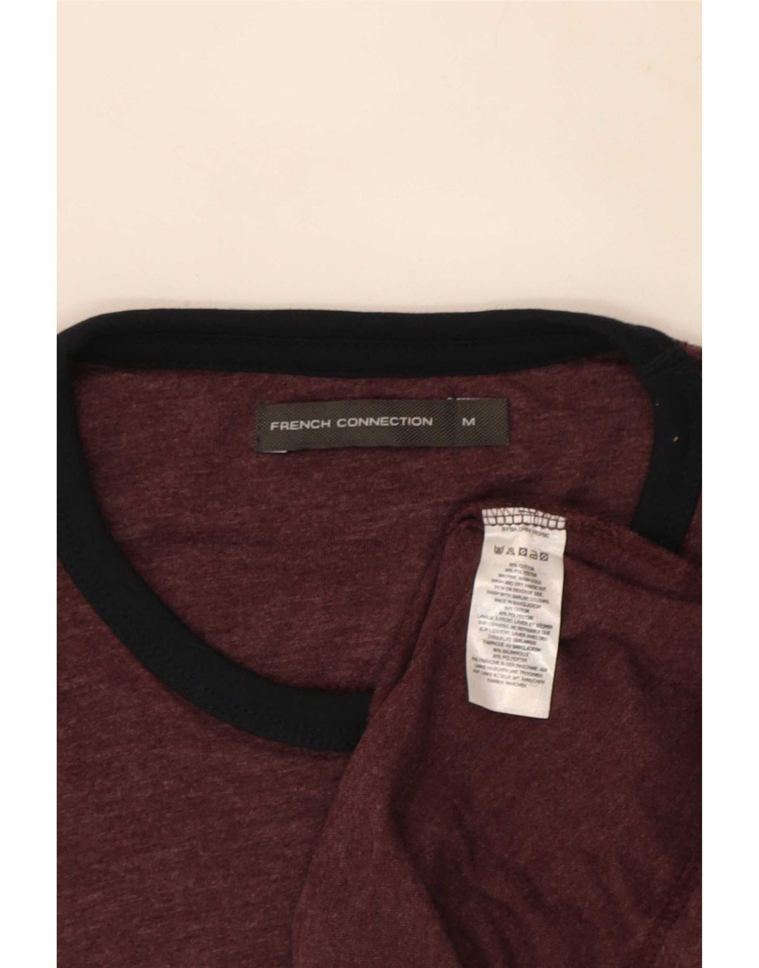 French Connection Herren-T-Shirt-Oberteil, mittelgroß, Burgunderrot, Baumwolle