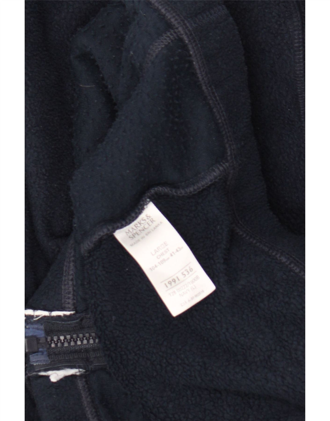 Marks & Spencer Herren Fleecejacke UK 40 Large Marineblau Polyester