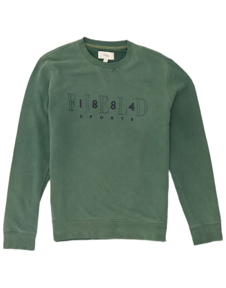 Marks & Spencer Herren-Sweatshirt mit Grafik, mittelgrüne Baumwolle